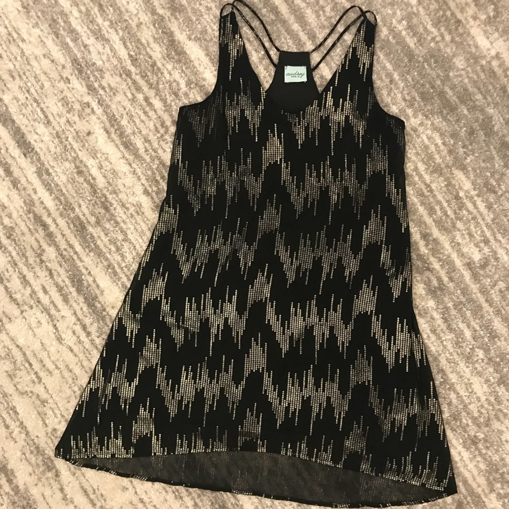 Audrey 3 + 1 black and gold dress